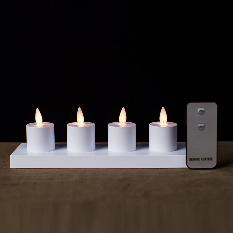 4 pakke hvite induktive oppladbare flammeløse lys
