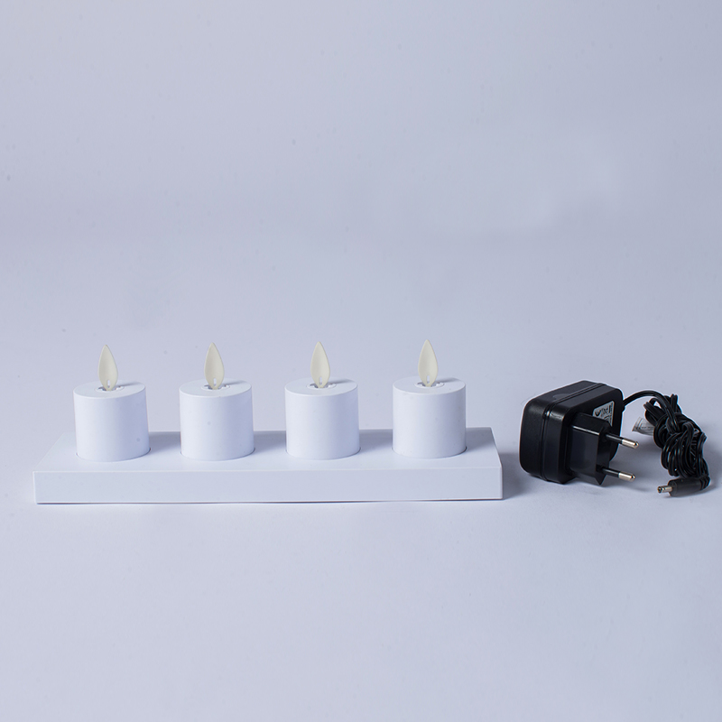 4 pakke hvite induktive oppladbare flammeløse lys