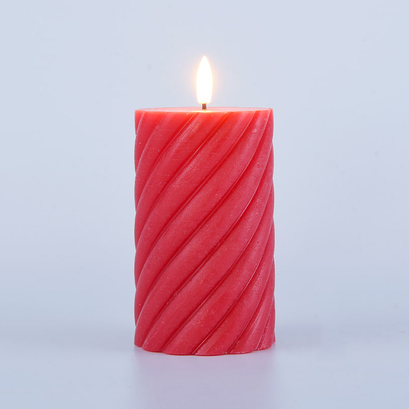 3 pakke røde spiralflammeløse søylelys